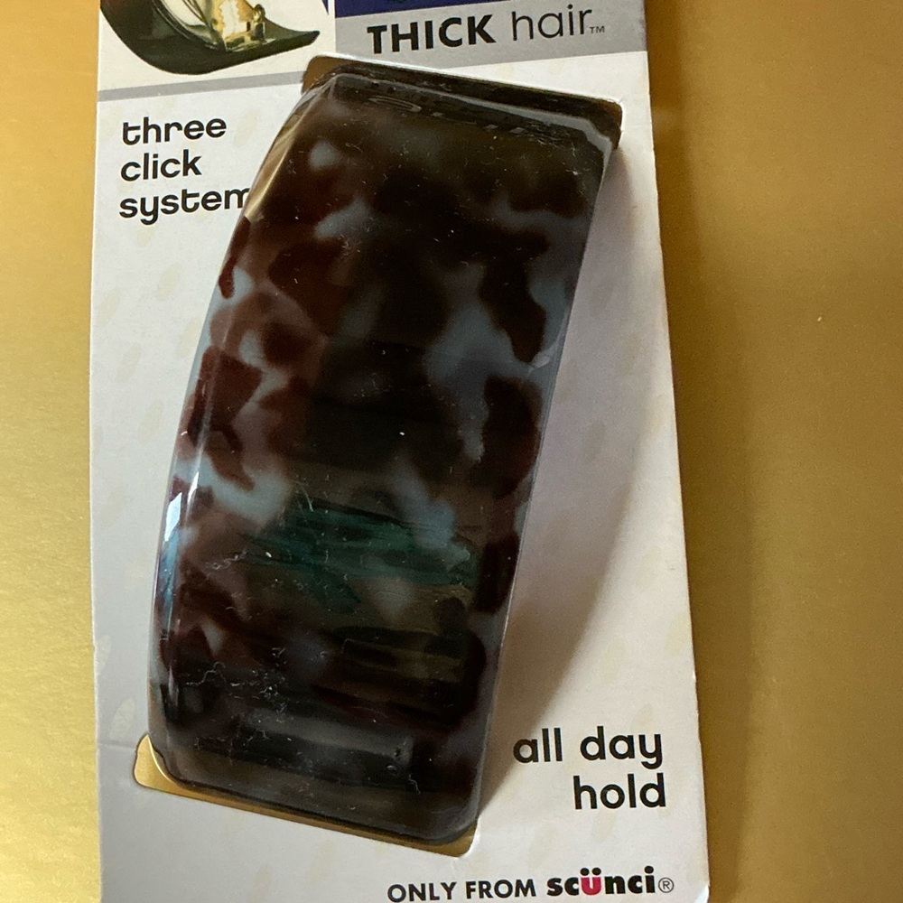 Scünci Aqua Blue Brown Leopard Thick Hair Clip Snap
